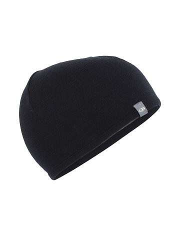 Black / Gritstone Heather Men's Icebreaker Unisex Merino Pocket Beanie Hats | USA 1105EBCX